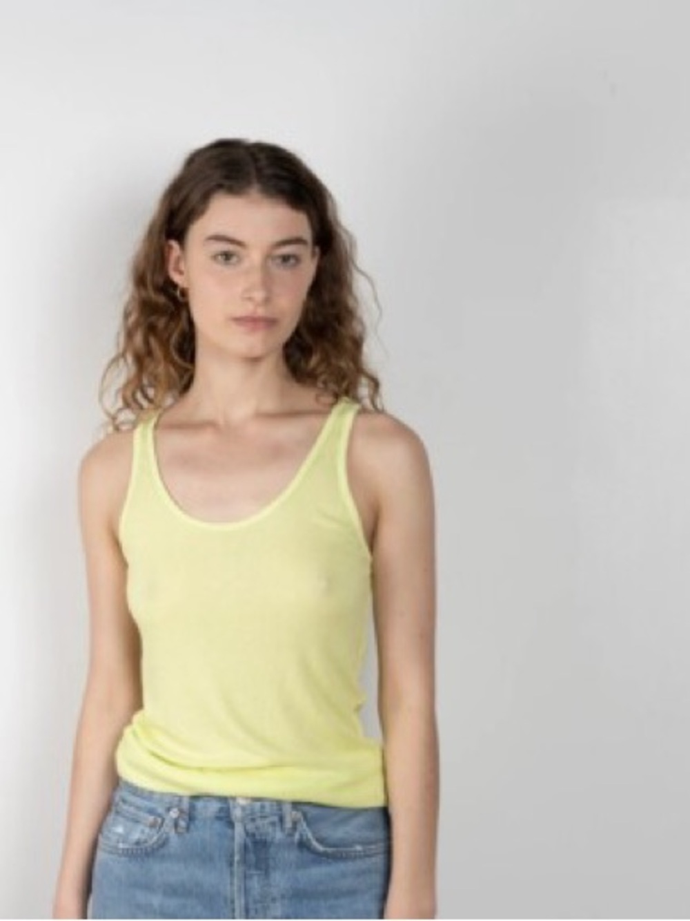NWT AGOLDE Karla Ribbed Tank Top Parakeet Scoop Neck Quiet Luxury Minimalist